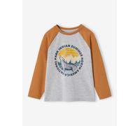 Top with Graphic Motif & Raglan Sleeves for Boys pecan nut