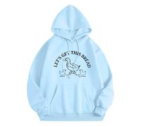 Top with Pocket Loose Hoodie Let's Get This Bread Autumn And Winter New Korean Version With Hat And Velvet Top Hoodie Half Sweatshirts (Sky Blue, S)