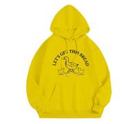 Top with Pocket Loose Hoodie Let's Get This Bread Autumn And Winter New Korean Version With Hat And Velvet Top Hoodie Half Sweatshirts (Yellow, L)