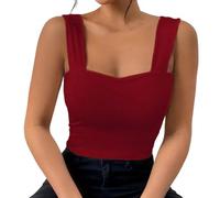 Top Women's Tops Tank Summer Tank Tops Women Popular Strapless Vest with Wide Shoulder Straps Sleeveless Top Sexy Bodycon Vest for Hot Tops Undershirts Basic Tank Top Shirt Women, Brick Red, XS