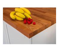 Top Worktops Solid Cherry Worktop 2m x 620mm x 38mm - Premium Solid Wood Kitchen Countertop, Real Cherry Timber Stave, Unfinished Square Edge, Durable Hardwood Surface