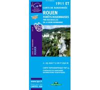 Top25 1911ET ~ Rouen, Forets Rouennaises walking and hiking map with free distance scale ruler