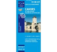 Top25 2138OT ~ Cahors, St-Cirq-Lapopie walking and hiking map with free distance scale ruler