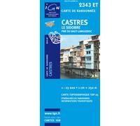 Top25 2343ET ~ Castres Le Sidobre walking and hiking map with free distance scale ruler