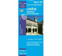 Top25 2643OT ~ Lodeve, Bedarieux, Lac de Salagou walking and hiking map with free distance scale ruler