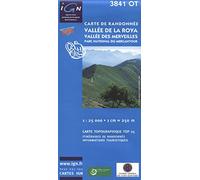 Top25 3841OT ~ Vallee de la Roya, Vallee des Mervielles walking and hiking map with free distance scale ruler