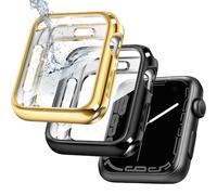 top4cus 2 Pack 45mm Cover Soft TPU Anti-Scratch Lightweight Iwatch Case All-Around Screen Protector, Cases Compatible with Apple Watch Series 10/9/8/7/6/SE/SE2/5/4/3/2/1 (45mm,Gold+Black)