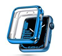 top4cus 44mm Case Soft Flexible Lightweight Anti-Scratch Overall Protective 44mm Iwatch Waterproof Cover Case Shiny Workout Shockproof Bumper Compatible with Apple Watch Series 6/SE/5/4 - Blue