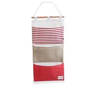 TopAAA Fish Extender Hanger Linen Cotton Fabric Wall Door Hanging Organizer Hanging Storage Bag 3 Pockets (Red)