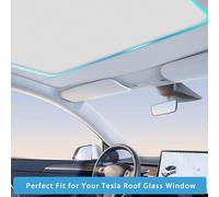 TOPABYTE Car Glass Roof Sunshade for Tesla Model Y 2020-2024 Upgrade Ice Crystal Foldable Sunroof Shade Sunshades Heat Insulation Cover Roof Window UV Protection (2PCS/Beige)