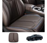 TOPABYTE Car Seat Cushion Comfort Memory Foam Improve Driving View Premium Nappa Leather Front and Rear Seat Pad for Car Driver Seat Office Chair (1 Piece/Mocha Brown)