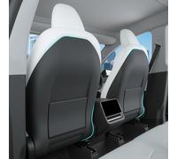 TOPABYTE Leather Seat Back Kick Protector for Tesla Model Y S X 3 Highland Accessories Backseat Mats for Kids Wear-Resistant Back Seat Cover with Extra Organizer Pocket - 2 PCS