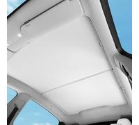 TOPABYTE Sunshade Roof for Tesla Model Y Juniper 2025 Upgrade Ice Crystal Foldable Car Glass Sunroof Shade Sunshades Heat Insulation Cover Roof Window UV Protection, Beige