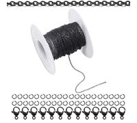 Topacket 66Feet Black Stainless Steel Necklace Chains Cable Link Chains for Jewelry Making DIY Craft Kit with Lobster Clasps Jump Rings