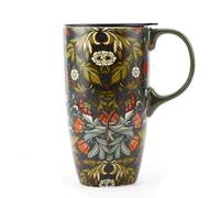 Topadorn Ceramic Mug with Lid and Handle Tall Coffee Cup for Home,Party and Birthday,17oz. Microwave & Dishwasher Safe Coffee Tumbler, Green