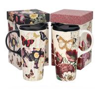 Topadorn Ceramic Travel Mug 17 oz. Coffee Cup with Sealed Lid and Gift Box