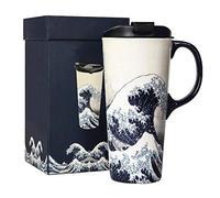 Topadorn Ceramic Travel Mug Porcelain Coffee Cup with Spill-proof Lid and Box, 17 Oz.