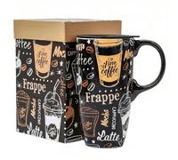 Topadorn Ceramic Travel Mug with Lid 17oz - Microwave & Dishwasher Safe, Spill-Resistant for Coffee Tea Hot Chocolate - Frappe