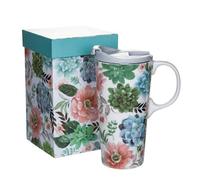 Topadorn Ceramic Travel Mug with Lid 17oz - Microwave & Dishwasher Safe, Spill-Resistant for Coffee Tea Hot Chocolate - Multicolour