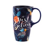 Topadorn Ceramic Travel Mug with Lid and Handle,17oz. Tall Coffee Cup for Home, Party and Birthday, Just Believe