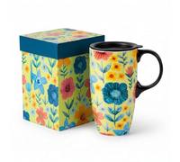 Topadorn Ceramic Travel Mug with Spill-Resistant Lid