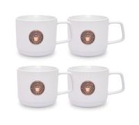 Topadorn Set of 4 Ceramic Mug, 13 Oz Embossment Cups for Latte, Hot Tea, Cappuccino, Mocha, Cocoa, Office Coffee Mug with Gift Box, White