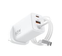 TOPADRE 65W USB C Laptop Charger, 3-Port Fast Charger Plug with 4.92ft Fixed USB-C Cable, PD3.0/QC4+/PPS Power Adapter for MacBook Pro/Air, DEll, HP, Lenovo,ASUS, iPhone, iPad, Galaxy and More, White