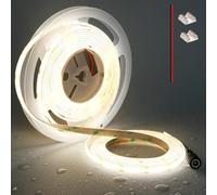 TOPAI 12V COB LED Strip Natural White 4000K Outdoor Waterproof 5M 480LEDs/M Dotless Super Bright 4000Lm CRI >90 Self Adhesive Cuttable Flexible for Cabinet Home DIY Lighting Projects