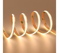TOPAI 12V Narrow 6.6mm COB LED Strip Light 3000K Warm White 5M Flexible 3M Adhesive Tape, CRI>90 400LEDs/M 7W/M Dotless High Density for Cabinet/Stairs/Shop DIY