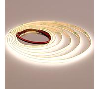 TOPAI 12V Thin 3mm Width COB LED Strip 5M 4000K Natural White Narrow CRI>90 Uniform Dotless 384LEDs/M Self Adhesive Flexible Cuttable LED Tape for DIY, Bedroom, Under Cabinet Lighting