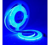 TOPAI 24V COB LED Strip 5M Blue Waterproof Outdoor IP65, CRI>90 Super Bright, Self Adhesive, 480LEDs/M Dotless Uniform for Room Cabinet Home DIY Lighting
