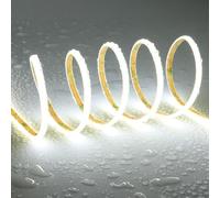 TOPAI 24V Thin 5mm COB LED Strip Waterproof 6000K Cool White 5M Bright 4000Lm CRI>90 Uniform Dotless 400LEDs/M Self Adhesive Flexible Cuttable for DIY, Bedroom, Under Cabinet Lighting