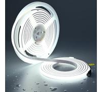 TOPAI COB LED Strip 5M Cool White 6000K Waterproof IP67, DC24V Ultra Bright 1200LM/M (11W/M), Diffused Neon LED Strip, CRI>92, 480LED/M Cuttable Self Adhesive for Indoor Outdoor Lighting