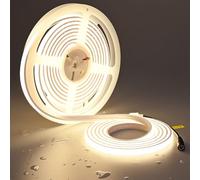 TOPAI COB LED Strip 5M Natural White Waterproof IP67, DC24V Ultra Bright 1200LM/M (11W/M), Diffused Neon LED Strip 4000K, CRI>92, 480LED/M Cuttable Self Adhesive for Indoor Outdoor Lighting