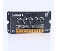 TOPAI Five Knob LED Strip Dimmer, Independent 5 Channel Control, PWM Dimming Controller, Output DC 12V-24V Max 50A, Brightness Adjuster for Single Color LED Lights