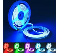 TOPAI Side Emitting 24V COB RGB LED Strip Lights 630 LEDs/m, 5M Flexible Tape Light with Self Adhesive Backing, 8mm Width for Bedroom, TV Backlight, Kitchen, Party Decor