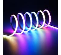 TOPAI WS2812B Addressable COB LED Strip 5mm Ultra Thin Flexible 16.4ft(5M) 120 Pixels/M Smart RGBIC, 3M Adhesive Cuttable for Gaming Room/Home Theater
