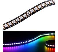 TOPAI WS2812B RGB LED Pixel Strip 1M 144LEDs, Individually Addressable Black PCB IP20 NO-Waterproof Cuttable 5050 SMD IC 5V Smart Flexible LED Lighting