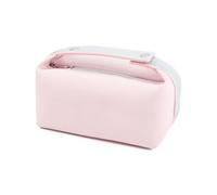 TOPASION Fashion Portable Canvas Makeup Bag, Cosmetic Bag Organizer, Travel Toiletry Bag for Women and Girls, Sakura Pink, Button Webbing