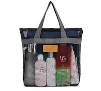 TOPASION Mesh Shower Caddy Bag Portable Hanging Toiletry and Bath Organiser with Zipper for Travel, Gym, Camping, College Dorms, Beach, Navy, 11.8 inches x 11 inches x 3.8 inches, Practical: