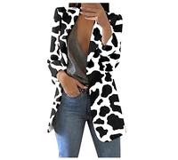 Topassion Black Blazer Ladies Blazers Size 18 UK Trouser Suits for Ladies Wedding Suit Jackets for Women Ladies Winter Coat Waterproof Jackets Women Cardigans for Women UK(Cow Pattern,S)