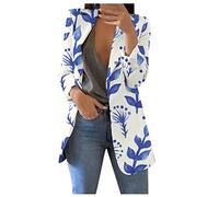 Topassion Black Blazer Women's Suit Jackets & Blazers Long Suit Jackets for Women Ladies Suit Jackets Long Coat for Women Jackets for Women UK Cardigan for Women(Blue,4XL)