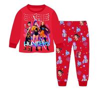 Topassion Kpop Demon Hunters Merch 2 Pieces Pjs Set, Zoey Kpop Demon Hunters Costumes Kids Pyjamas Kpop Demon Hunters Huntrix Merch Kids Girls Clothes Long Sleeve Outfit Tshirt + Pants Music Party
