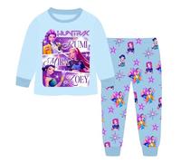 Topassion Kpop Demon Hunters Merch 2 Pieces Pjs Set, Zoey Kpop Demon Hunters Costumes Kids Pyjamas Kpop Demon Hunters Huntrix Merch Kids Girls Clothes Long Sleeve Outfit Tshirt + Pants Music Party