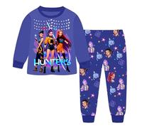 Topassion Kpop Demon Hunters Merch 2 Pieces Pjs Set, Zoey Kpop Demon Hunters Costumes Kids Pyjamas Kpop Demon Hunters Huntrix Merch Kids Girls Clothes Long Sleeve Outfit Tshirt + Pants Music Party