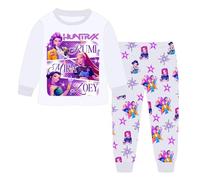 Topassion Kpop Demon Hunters Merch 2 Pieces Pjs Set, Zoey Kpop Demon Hunters Costumes Kids Pyjamas Kpop Demon Hunters Huntrix Merch Kids Girls Clothes Long Sleeve Outfit Tshirt + Pants Music Party