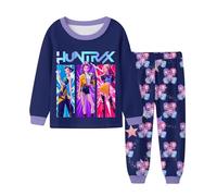Topassion Kpop Demon Hunters Merch Pjs Set, 2 Pieces Sleepwear Zoey Kpop Demon Hunters Costumes Kids Pyjamas Kpop Demon Hunters Huntrix Kids Girls Clothes Round Neck Outfit Tshirt & Pants Music Party