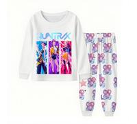 Topassion Kpop Demon Hunters Merch Pjs Set, 2 Pieces Sleepwear Zoey Kpop Demon Hunters Costumes Kids Pyjamas Kpop Demon Hunters Huntrix Kids Girls Clothes Round Neck Outfit Tshirt & Pants Music Party
