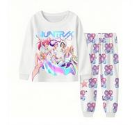 Topassion Kpop Demon Hunters Merch Pjs Set, 2 Pieces Sleepwear Zoey Kpop Demon Hunters Costumes Kids Pyjamas Kpop Demon Hunters Huntrix Kids Girls Clothes Round Neck Outfit Tshirt & Pants Music Party