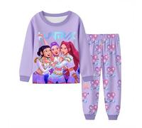 Topassion Kpop Demon Hunters Merch Pjs Set, 2 Pieces Sleepwear Zoey Kpop Demon Hunters Costumes Kids Pyjamas Kpop Demon Hunters Huntrix Kids Girls Clothes Round Neck Outfit Tshirt & Pants Music Party